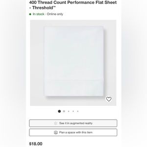 6/$20 Threshold Performance Flat Sheet T/TXL True White New With Tags! NWT